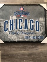 Chicago Cubs Baseball World Series Champion Canvas Art Wall Hanging 20” ... - £24.89 GBP