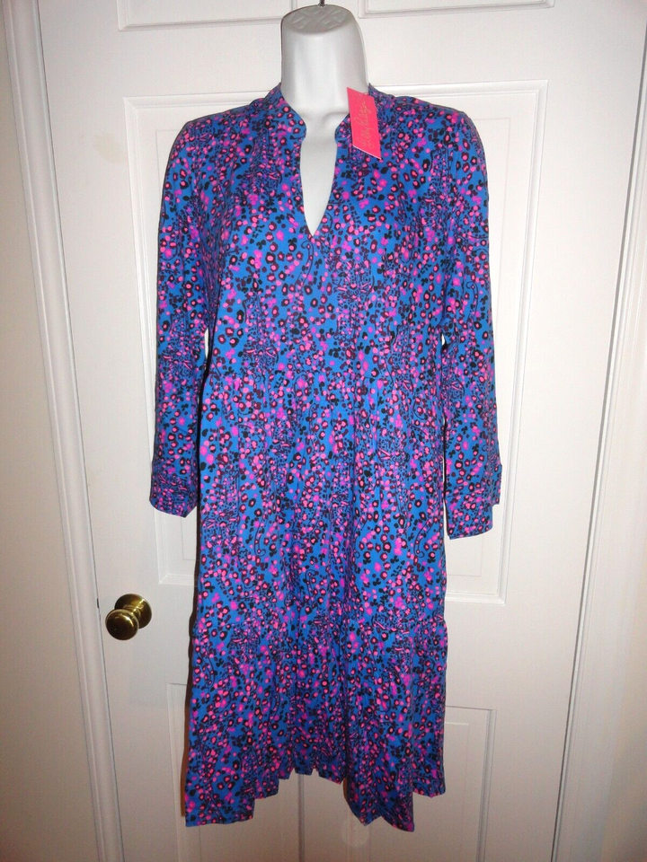 NWT LILLY PULITZER BLUE FLARE GROWL AND PROWL ALAINA 3/4 SLEEVE DRESS XL - $71.99