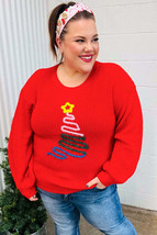 All I Want Red Christmas Tree Lurex Embroidery Sweater - £34.61 GBP