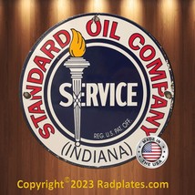 STANDARD OIL COMPANY Vintage Retro Look Replica Aluminum Round Metal Sig... - $19.77