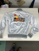 Vintage 80s Promo Satin Jacket Rock Radio Kegl Eagle 97 Dallas Fort Worth Sz S - £63.94 GBP