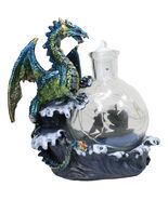 Metallic Frozen Sea Dragon Rising Above Waves by Glass Bottle With Ship ... - $641.94 MXN