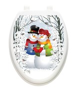 TOILET TATTOOS Vinyl Removable Lid Decoration Christmas Snow Couple - $32.59 CAD