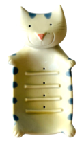 Kitty Cat Ceramic Soap Holder White with Blue Stripes Made in Japan 6&quot; x... - $16.44