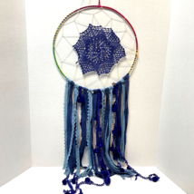 Vintage Handmade Crocheted Boho Dream Catcher Wall Hanging 12 x 32 inch - £23.93 GBP