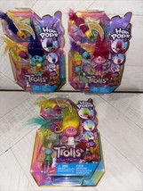 3 x Trolls Band Together Hair Pops &amp; Accessories Poppy Branch &amp; Viva - £19.16 GBP