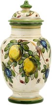 Canister Majolica Limoni Montelupo Tuscan Italian Footed Tall Ceramic - £310.89 GBP