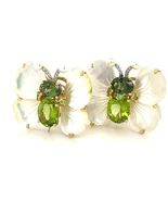 18k Gold Perlmutt, Peridot und Diamant Schmetterling Ohrclips - €4.289,68 EUR
