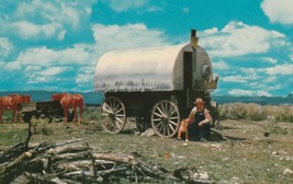 Vintage Postcard Chuck Wagon Cook Covered Wagon Dog Horses Old West Unused 1960s - £4.64 GBP