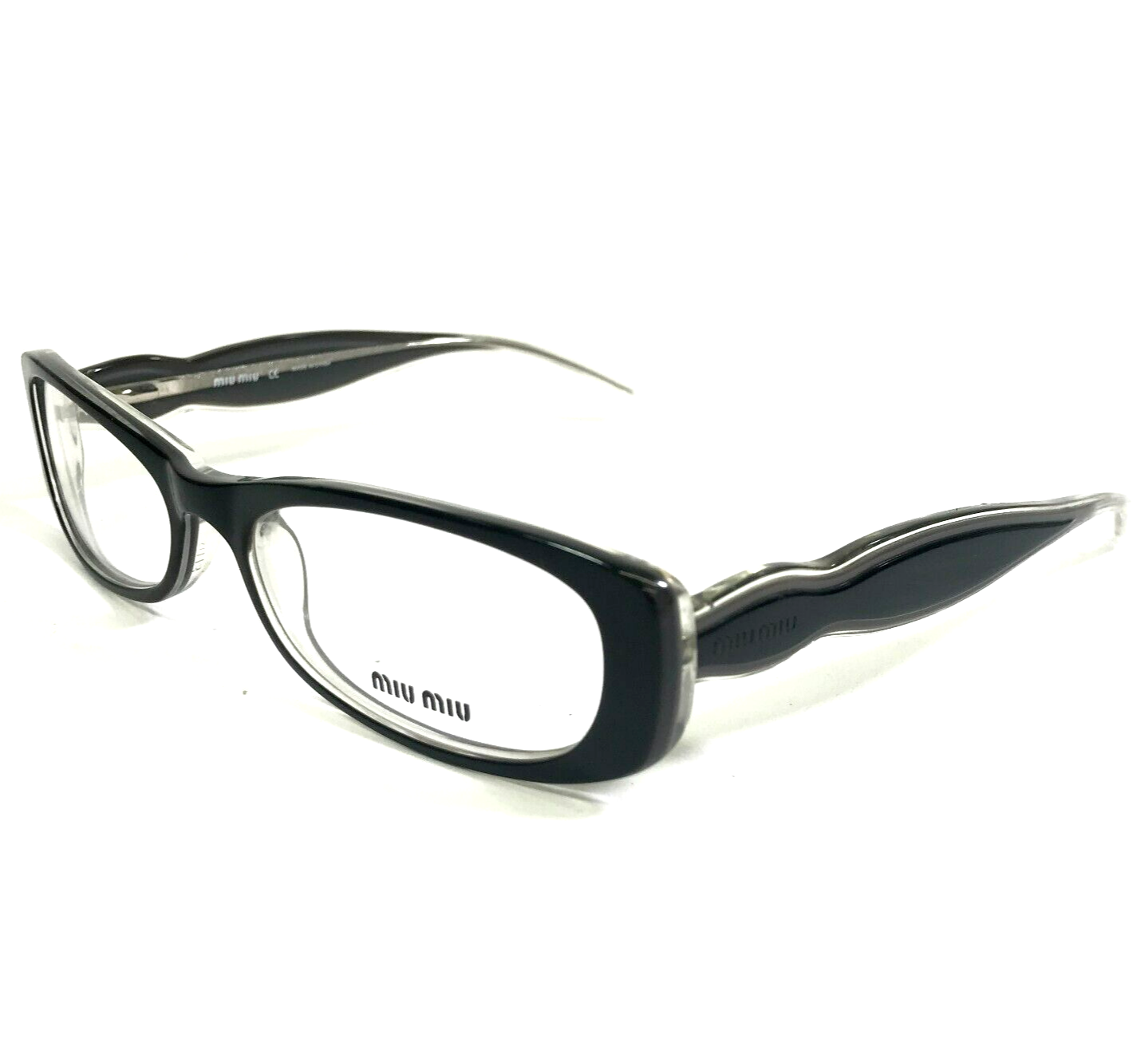 Miu Miu Eyeglasses Frames VMU01C 5BM-1O1 Black Clear Rectangular 53-16-135 - £111.68 GBP