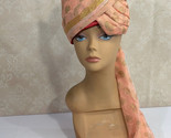 Peach Pink Costume Ladies Fancy Turban Hat 58cm Glamour Dress - £16.65 GBP