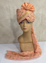 Peach Pink Costume Ladies Fancy Turban Hat 58cm Glamour Dress - £16.62 GBP