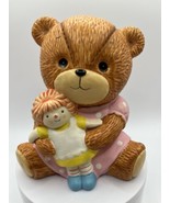 Lucy &amp; Me Little Girl Bear With Rag Doll Savings Coin Bank Enesco Lucy R... - $70.11