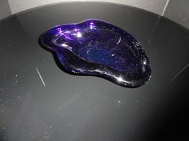 Dark Blue  Heavy Glass  Bowl Ashtray Measures 9&quot; L x 6.5&quot; W x 1.5&quot; H - $74.25