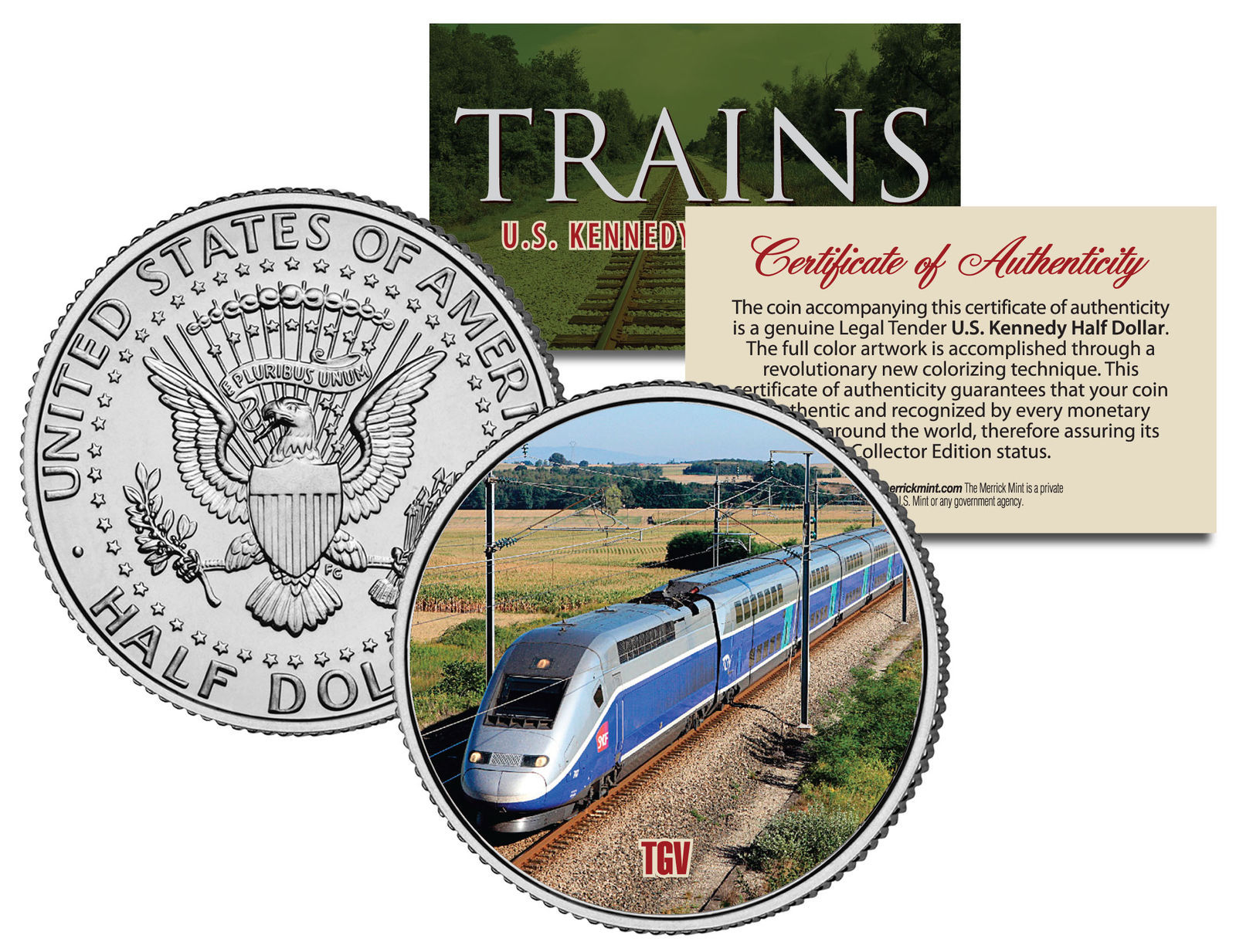 TGV (Fastest Wheeled Train) *Famous Trains Series* JFK Half Dollar U.S. ... - $12.16