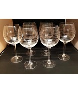 Crate &amp; Barrel Scala Cut Spiral Lines Blown Glass Clear Wine Glasses Set... - $79.19