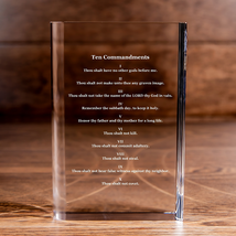 Ten Commandments Laser Engraved Crystal Book Elegant Religious for Devoted Beli - $138.41+