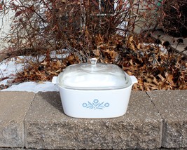 Corning P-84-B Blue Cornflower 4 Qt Square Casserole Baking Dish w/P-12-C Lid - $49.99