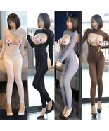 Lady Plus Shaping Bodysuit Open Crotch Bust Sheer Shiny Zipper Catsuit L... - £12.98 GBP+