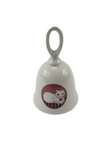 Vintage Porcelain Wicks N Sticks White Cat w Red Heart Bell Japan - £5.30 GBP