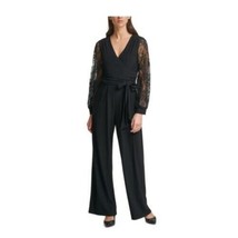 Jessica Howard Womens M Black Lace Sleeved V Neck Jumpsuit NWT BC65 - $53.89
