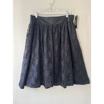DKNY Sz 10 Black Lace Midi Skirt Satin Waist Zipper Closure - $44.00