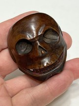 19th Century Boxwood Netsuke Carved Monkey Mask Face Skull - $173.25