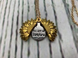 You are My Sunshine Necklace Sunflower Necklace Locket Engraved Hidden - £16.13 GBP