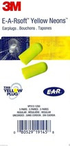 5 pr E-A-Rsoft Yellow Neon Foam Earplugs Tapered Ear Plug 33db nrr 3M VP312-1250 - £16.80 GBP