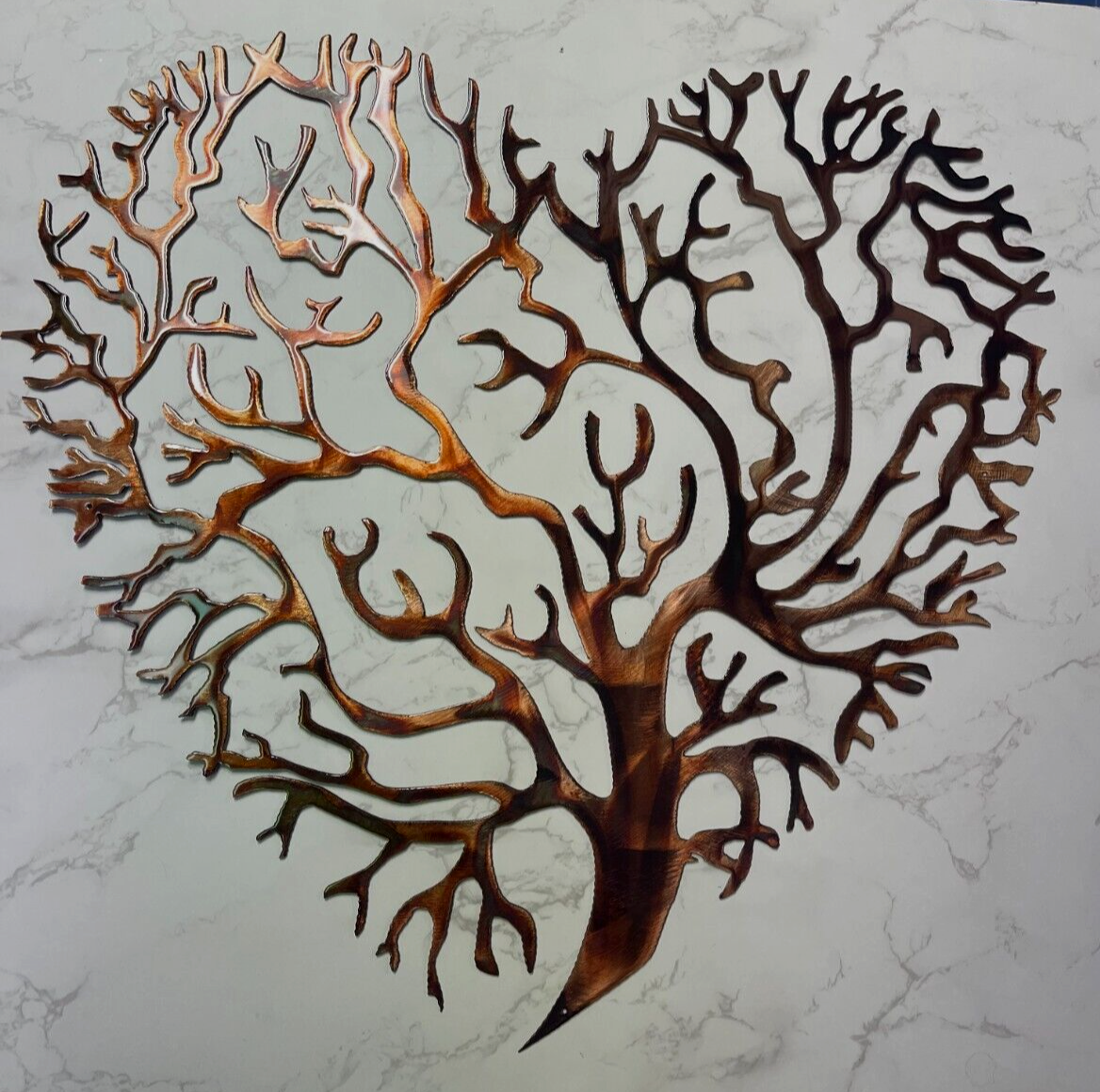 Living Tree Coral Branch Heart Metal Wall Art Decor Copper/Bronze 20" Item image 6