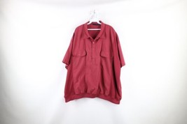 Vintage 90s Streetwear Mens 4XL Faded Ribbed Collared Pullover Polo Shirt Red - £31.61 GBP