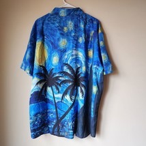 Button Up Shirt Men XL Starry Night Blue Hawaiian Beach Vacation Casual Party - £12.69 GBP