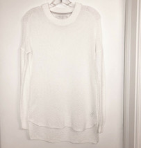 BROCHU WALKER White Long Cotton Blend Longer Oversized Sweater Size M $428  - £52.95 GBP