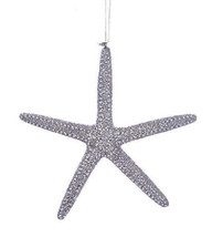 Kurt Adler 5&quot; Resin Silver Glitter Starfish Nautical Coastal Xmas Ornament #2 - £7.09 GBP