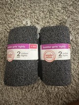 2X Wonder Nations Girls Heavyweight Tights 2 Pack Silver Glitter &amp; Black 6-18M - £9.77 GBP