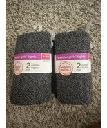 2X Wonder Nations Girls Heavyweight Tights 2 Pack Silver Glitter &amp; Black... - $226.26 MXN