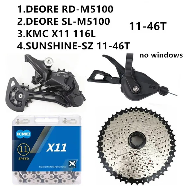 Shimano Deore 1x11S Groupset M5100 Derailleurs 11V Speed Mtb Kmc X11 11L Chain S - £204.30 GBP