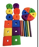 Fisher Price plastic building block w/shapes &amp; Sticks colors - lot of 24... - $282.69 MXN