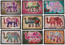 Lot of 10 Christmas Decor Vintage Cotton Wall Hanging Ethnic Elephant Tapestry  - £113.52 GBP