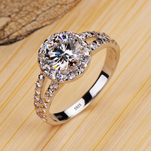 Luxury Classic 18K White Gold Color Ring Solitaire 2 Carat Zirconia Ring Size 6 - £14.17 GBP