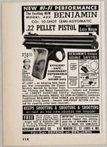 1962 Print Ad Benjamin CO2 10-Shot Semi-Automatic .22 Pellet Pistols St Louis,MO - £7.76 GBP
