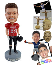 Personalized Bobblehead Young football player pal posing cool for the teams phot - £72.72 GBP