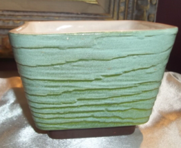 Vintage Shawnee USA Pottery 1201 Square Planter Green and Brown - $19.79