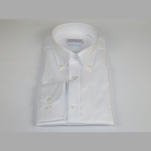 Mens 100% Italian Cotton Shirt Non Iron SORRENTO Button Down Oxford 4529 White image 4