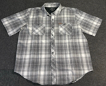 Orvis Men&#39;s XL Short Sleeve Woven Tech Shirt Gray &amp; Whtie Plaid 100% Pol... - $17.76