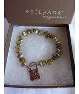 Silpada Green Peridot stone and Silver Chunk Bracelet Sterling Silver B0904 - £80.37 GBP