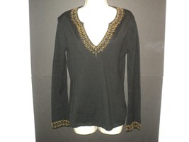 J. McLaughlin Sweater Size Small, Black Pullover Beading, Cotton Blend - £24.64 GBP