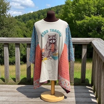 Stay Trashy Raccoon Ladies Poncho / Clancy’s Upcycled Couture - $63.00