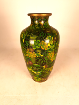 Lovely Vintage Chinese Cloisonne Green Multi Color Vase, 1940s, 10.5&quot; T - $66.97