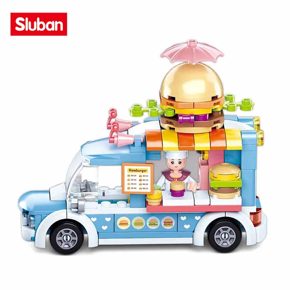 Sluban Building Block Toys Girls Dream Pink Series Mini Car B0993B Hamburger - £18.84 GBP
